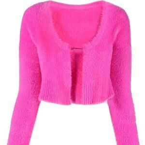 JACQUEMUS Pink Le Papier 'La Maille Neve Manches Longues' Cardigan in Pink
